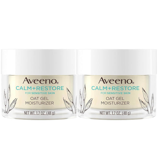 Aveeno Calm + Restore Triple Oat Hydrating Face Serum for Sensitive Skin Gentle and Lightweight Facial Serum to Smooth and Fortify Skin Hypoallergenic, Fragrance & Paraben-Free,1.7 fl. Oz (Pack of 2)