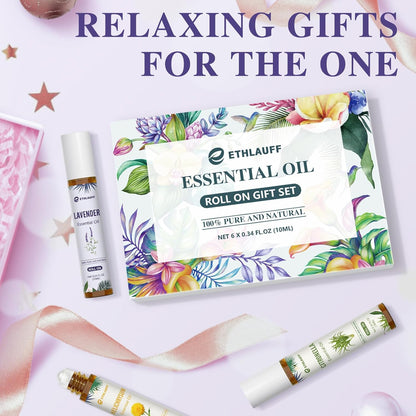 Essential Oil Roll On Set, Natural Aromatherapy Roll On, Relaxation Gift for Women and Men