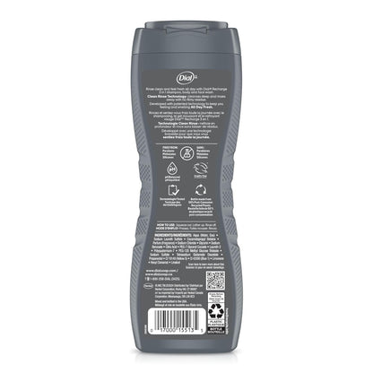 Dial Men 3 in 1 Body, Hair and Face Wash, Recharge, 16 Fl Oz (Pack of 4), Cedar Leaf Scent, Cleanses Deep + Gentle on Skin with Clean Rinse Technology