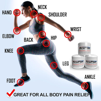 AcuPlus - Advanced Pain Relief Topical Anti Inflammatory Cream to Soothe Muscle & Joint Pain - Arthritis, Bursitis, & Tendonitis - Fast-Acting Formula with Natural Ingredients - 4 oz. each, Pack of 3