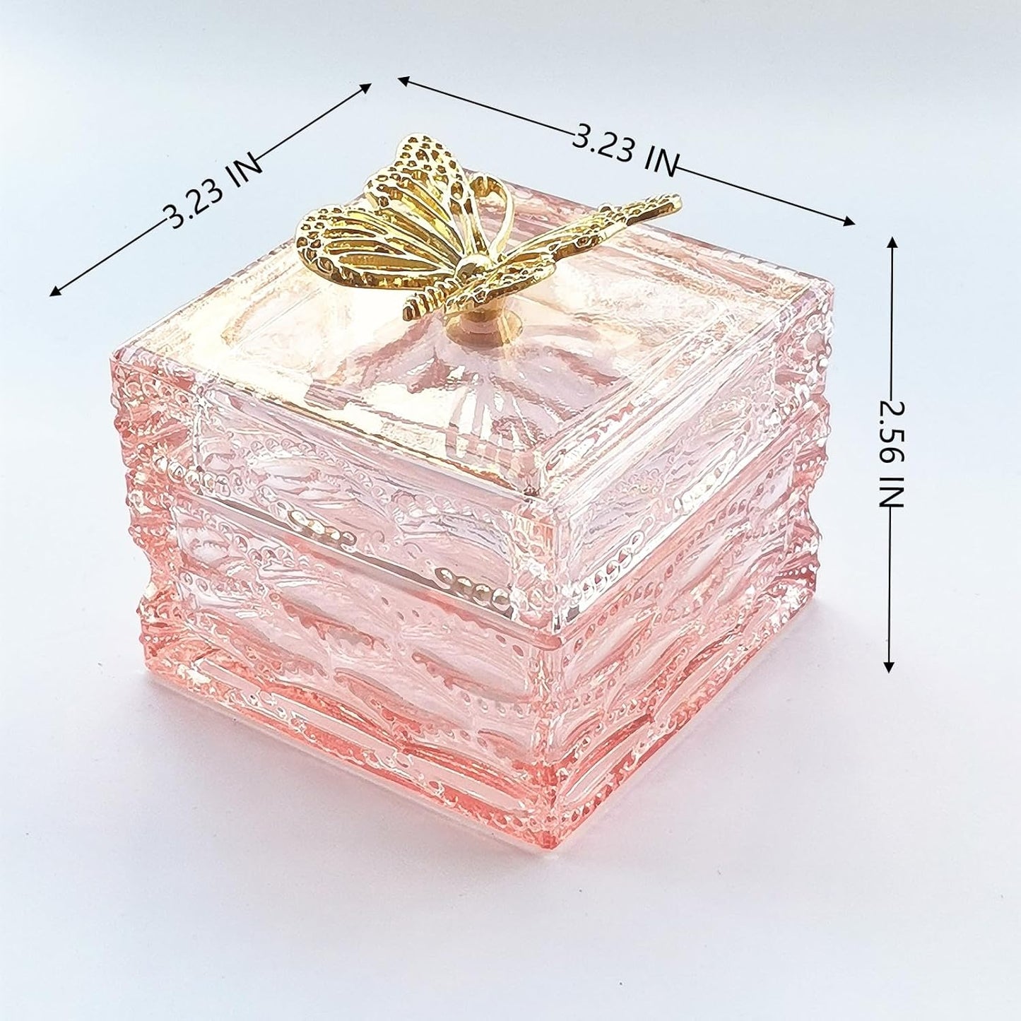 Body Powder Puff and Container - Glass Dusting Powder Container with Soft Puffs Vintage Powder Puff Case for Women & Girls (3.23x3.23x2.95 H IN) - GRB016-Pink