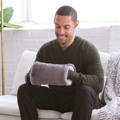 Brookstone Faux Fur Hand Warmer | Soothe Cold Hand Muff with Microwavable Gel Pack for Long Lasting Heat | Cozy Sherpa & Plush Lining for Ultimate Comfort | Hand Muffs for Women & Men