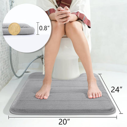 Yimobra Memory Foam Toilet Bath Mat U-Shaped, Commode Contour Rug, Soft and Comfortable, Super Water Absorption, Non-Slip, Thick, Machine Wash and Easier to Dry for Bathroom, 24 X 20 Inches, Grey