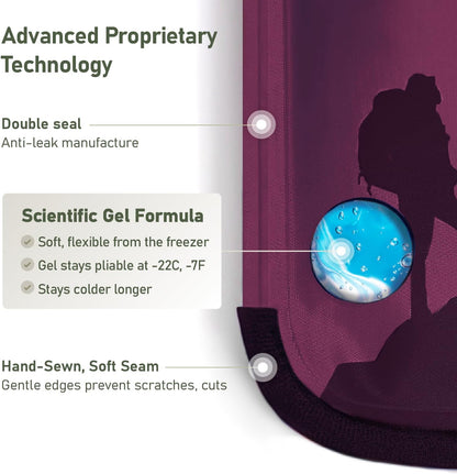 Medium Flexible Gel Ice Packs Reusable - Hot and Cold Soft Ice Packs for Injuries Reusable for Ankle, Arm, Foot, Leg, Back Pain Relief - 8" x 12" - Purple