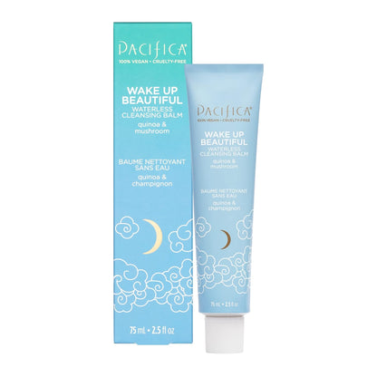 Pacifica Wake Up Beautiful Cleansing Balm & Makeup Remover - 2-in-1 Waterless Face Cleanser for Dry & Sensitive Skin, Hydrating No-Rinse Balm Dissolves Stubborn Makeup, 2.5oz