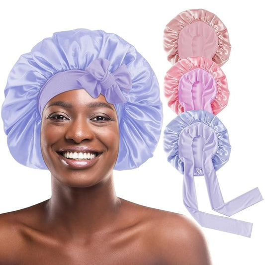 3pcs satin bonnet for sleeping