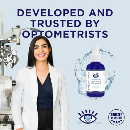 Heyedrate Lid & Lash Cleanser for Stye, Blepharitis, Dry Eyes, Meibomian Gland Dysfunction, Rosacea, and Eye Irritation Relief | Hypochlorous Acid Eyelid Cleanser Spray