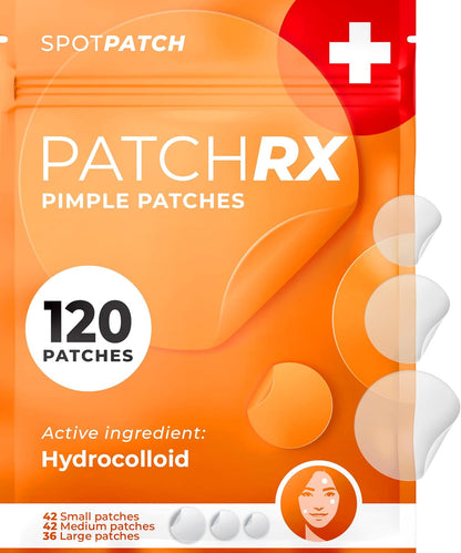 Acne Patches (120 Count), Hydrocolloid Pimple Patches for Face - Zit Patch Acne Dots - Cystic Acne Patches Treatment - Pimple Patch with 3 Size Acne Stickers