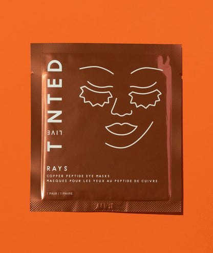 Live Tinted Rays Copper Peptide Eye Masks - Cooling, Brightening, and Nourishing Under Eye Patches, Reduces Fine Lines, Depuffs, & Hydrates with Copper Peptides, Banana Extract, and Bakuchiol - 1 Pair