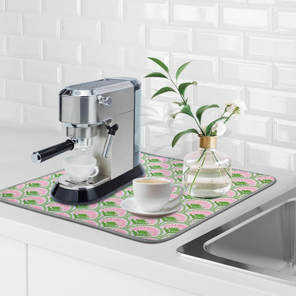 SHIYUE Dish Drying Mat for Kitchen Counter Super Absorbent Spring Kitchen Decor Microfiber Drying Matainers Rack Fast Pad Dish Drainer Mats(Bohe Flower,16''x18'')