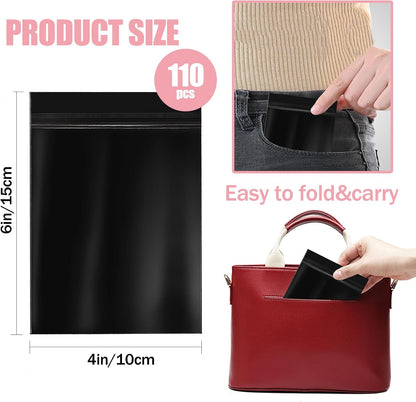 Sanitary Napkin Disposal Bags 110pcs, Women Tampon Disposal Bags Sealed Opaque Feminine Hygiene Disposal Bags for Privacy, Black