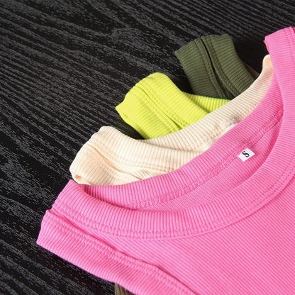 GEMBERA Womens Sleeveless Racerback High Neck Casual Basic Cotton Ribbed Fitted Tank Top