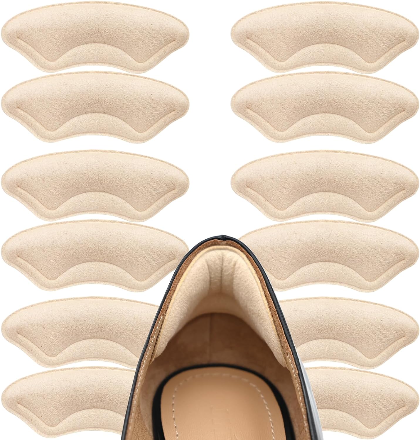 6 Pairs Heel Cushion Pads for Shoes Too Big, Shoe Grips Liners Heel Protectors for Loose Shoes, Heel Pain, Blisters and Rubbing, Anti Slip Shoe Filler Make Shoes Fit Tighter(Beige)