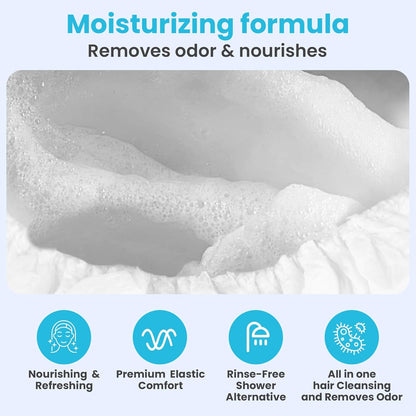 Drench No Water Hair Washing Cap - Waterless Shower Caps with Shampoo and Conditioner - Disposable Rinse Free Wash Aids - Ideal for Elderly and Disabled - Pack of 18