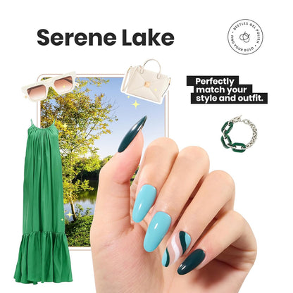 Beetles Green Nail Polish Set P181, 6 Colors Blue White Nail Polish Set, Green Collection Quick Dry Long Lasting Manicure Patricks Day DIY Nail Art Salon Home Gift For Women