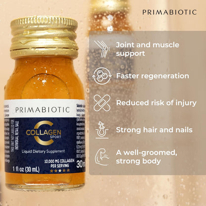 Liquid Collagen Sport- High Collagen Content [10,000 Mg] Per Serving - Hydrolyzed Collagen Drink and 12 Vitamins Orthosilicic Acid | Helps Bone Health, Hair, Nails | (30 Bottles x 30 ML)