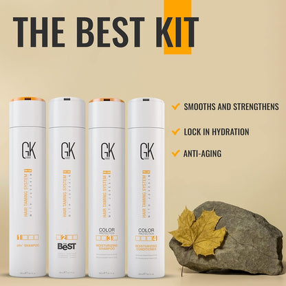 GK HAIR Global Keratin The Best Kit (10.1 Fl Oz/300ml) Smoothing Keratin Hair Treatment Professional Brazilian Complex Blowout Straightening For Silky Smooth & Frizz Free Hair