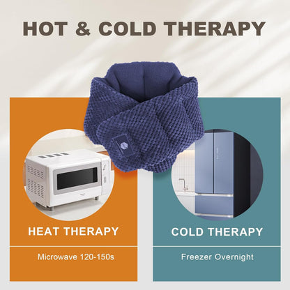 uncn Microwavable Heating Pads for Neck and Shoulders Pain Relief Microwave Heat Pack Versatile Weighted Moist Heated Neck Wrap Reusable Herbal Nature Calming Beanbag Warm Compress 29X7 in 2.4Pounds