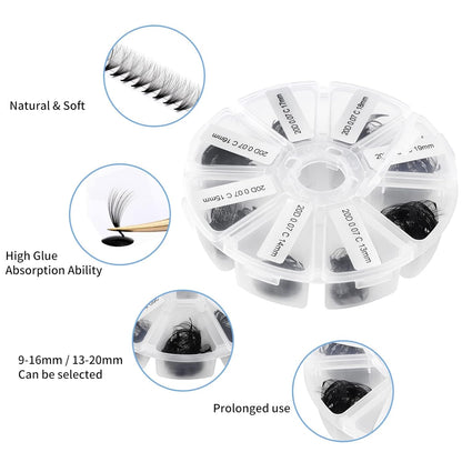 Pre-made Fans for Eyelash Extension 500+20D D Curl Handmade Loose Volume Lashes9-16mm
