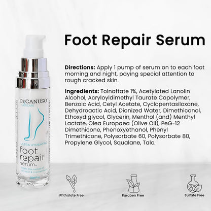 Dr. Canuso Foot Repair Serum, Medical Strength Cracked Heel Treatment, Lotion for Fast Acting Relief for Cracked Feet & Dry Skin, Patent Pending Formula, Made in USA