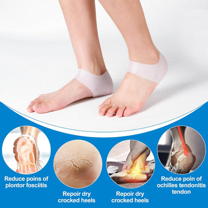 MADHOLLY 5 Pairs Silicone Heel Protectors- Breathable Heel Gel Heel Cushions for Cracked Heel- Heel Cups Heel Cover for Heel Repair Women Men