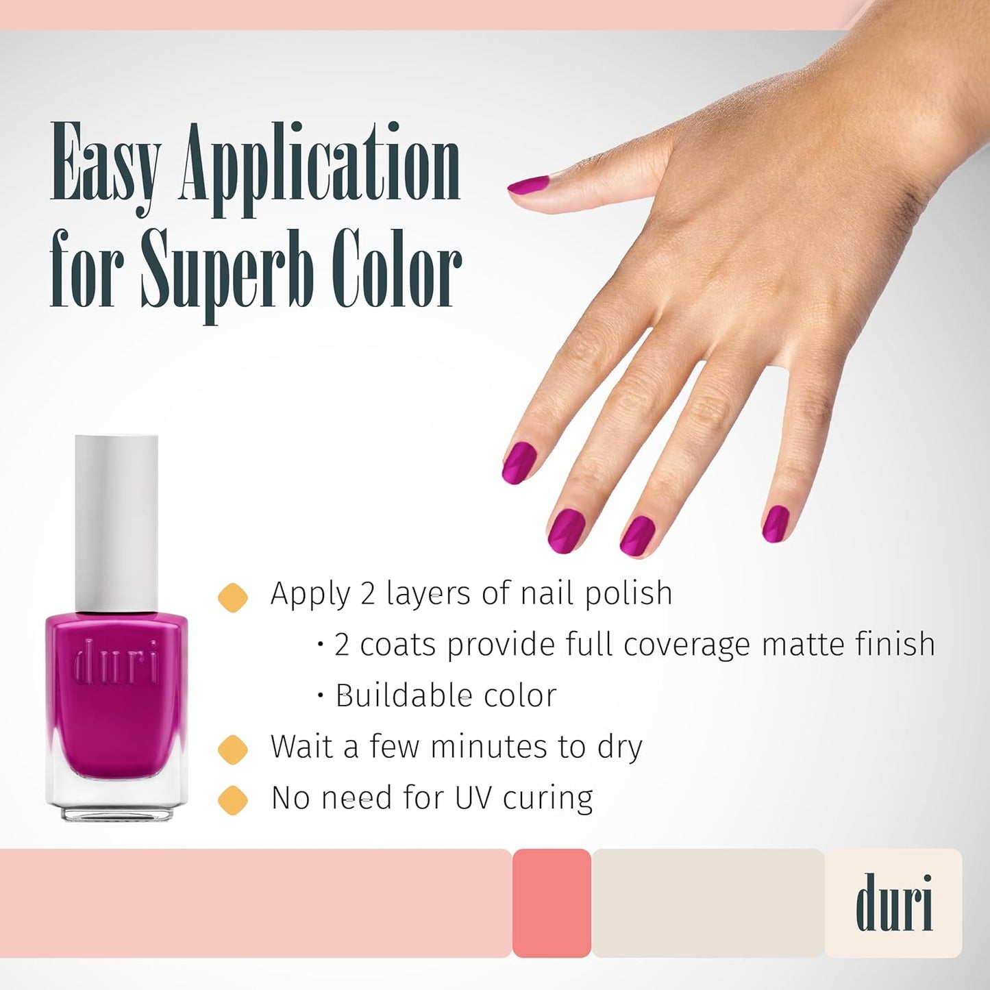 duri 156N Orchid - Neon Purple Nail Polish, Matte Finish, Quick Drying, 0.45 Fl Oz