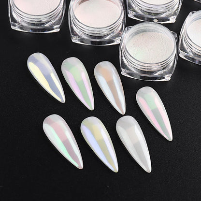 7 Colors Pearl Chrome Nail Powder,Aurora Mermaid Iridescent Powder Set, Metallic Mirror Effect Glitters Pigment for Gel Polish Nail Art Decorations