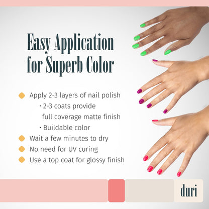 duri Trio Neon Nail Polish Set - GBD201 Neon Favorites, Matte Finish, Quick Drying, 0.45 Fl Oz each