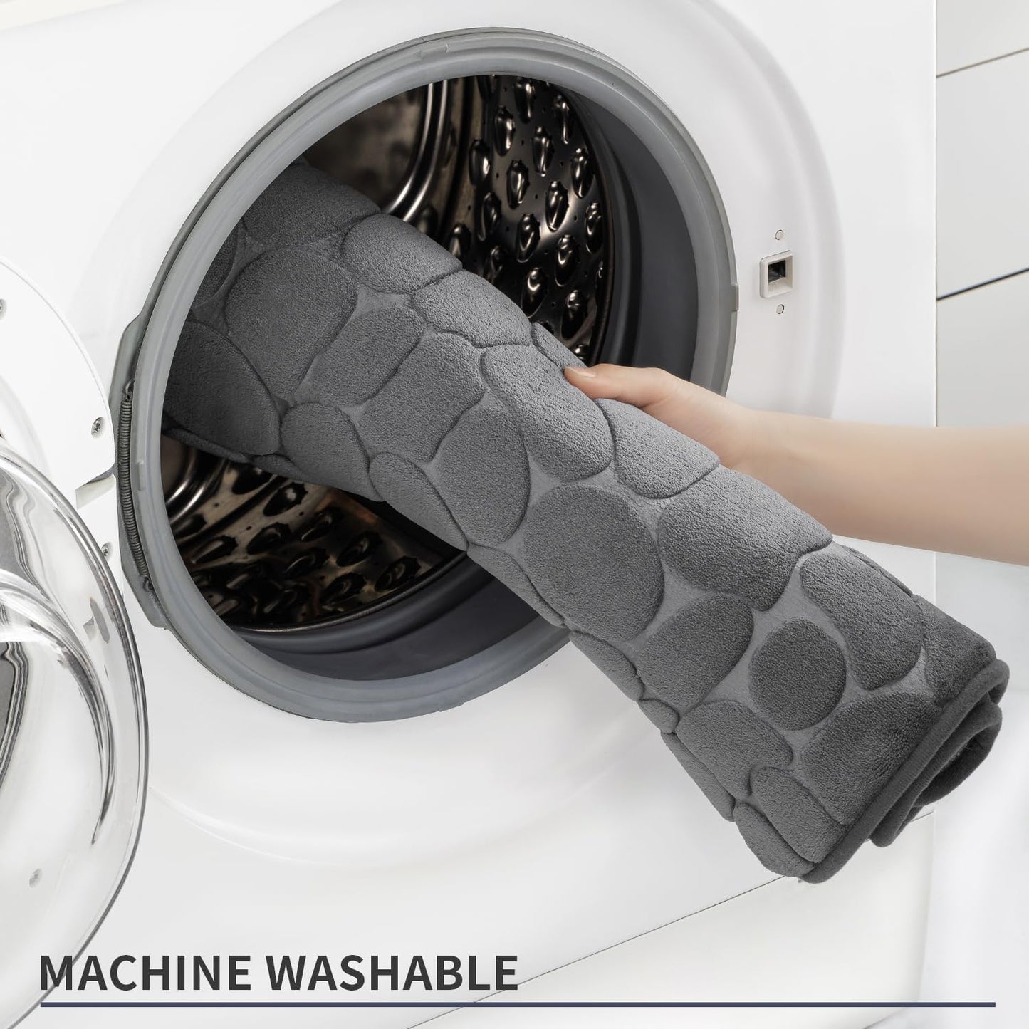 YIHOUSE Memory Foam Bath Mat Cobblestone Bathroom Rugs Super Water Absorbent Bath Mats for Bathroom Machine Washable Bath Rugs(20 x 24,Dark Gray)