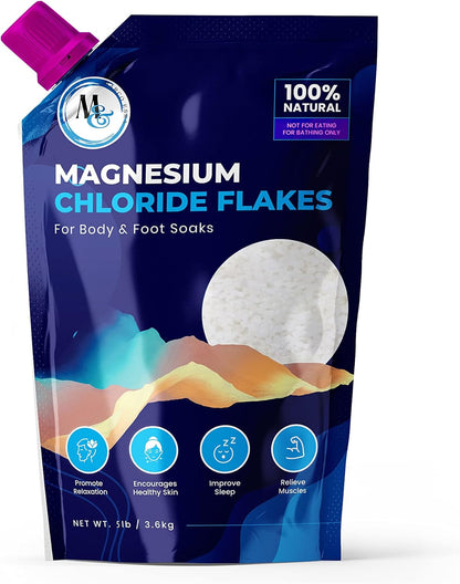 Dead Sea Magnesium Flakes Bath Salts | Premium Magnesium Supplement Bath Salts (5 Pound)