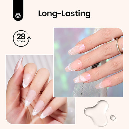 Beetles Gel Base and Top Coat Set, 2pcs 10ml Shine Finish and Long Lasting Top Coat Gel Nail Polish, Soak Off LED Nail Lamp Nail Polish Art Design Home DIY Manicure Gifts for Women
