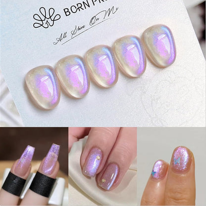 Born Pretty Purple Auroras Cat Magnetic Eye Gel, Fall Winter Mermaid Shiny Effect Soak Off Nail Art Salon Manicure Home Gift 15ml