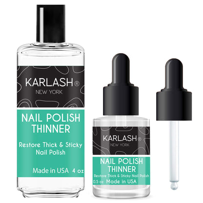 Karlash Professional Nail Polish Thinner 4 oz - Restore thick and sticky nail polish (Refill 4 oz & 0.5 oz Kit)