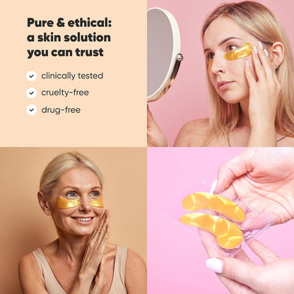 LE GUSHE Under Eye Mask & Under Eye Patches (10 Pairs) - Gold Eye Mask with Collagen & Amino Acid, Cooling Eye Care for Wrinkles, Puffy Eyes & Dark Circles, Brightening Skincare
