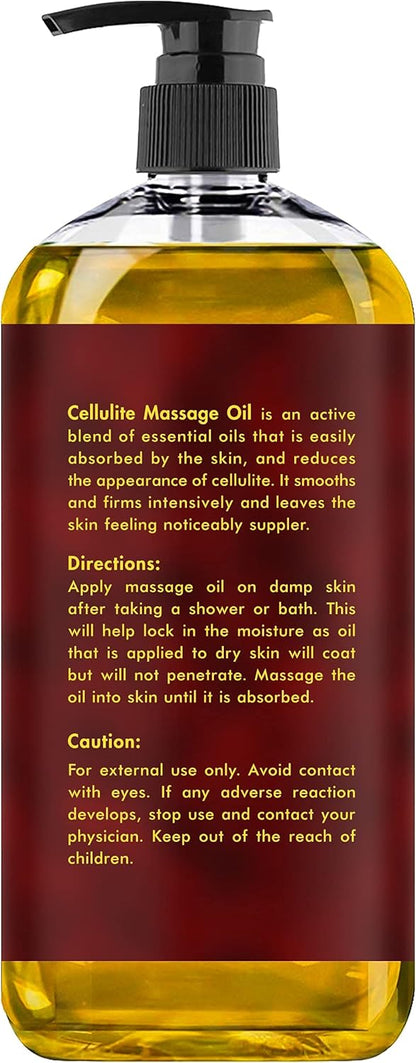 MAJESTIC PURE Cellulite Massage Oil for Massage Therapy - Refreshing, and Relaxing - Natural Oils with with Vegan Collagen & Stem Cells - for All Skin Types - Men and Women - 8 fl oz