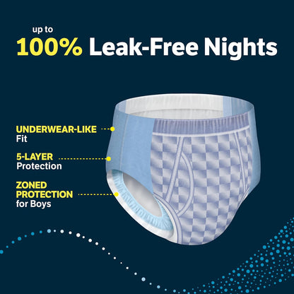 Goodnites Boys' Nighttime Bedwetting Underwear, Size Extra Large (95-120 lbs), 48 Ct (2 Packs of 24), Packaging May Vary