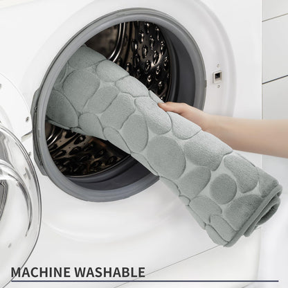 YIHOUSE Memory Foam Bath Mat Cobblestone Bathroom Rugs Super Water Absorbent Bath Mats for Bathroom Machine Washable Bath Rugs(20 x 24,Light Gray)