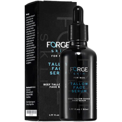 FORGE SKIN® Night Beef Tallow Serum for Men [TALLOW-BASED] - Facial Essence for Face Wrinkles with Essential Oils - Natural Green Tea Skincare for Radiance and Skin Hydration (1.77 OZ)