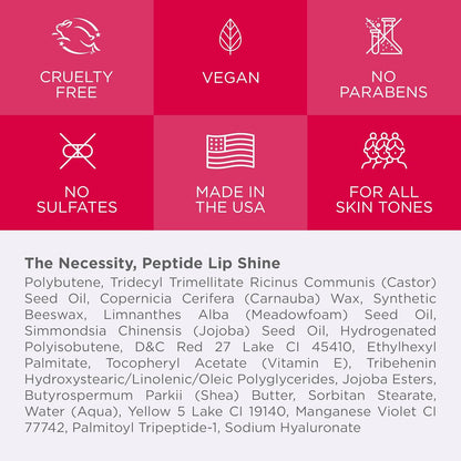 Côte Beauty's Peptide Lip Shine in Lola, Ultra Hydrating & Long-Lasting Coral Plumping Lip Gloss for Women with Hyaluronic Acid, Shea Butter & Jojoba Oil, Vegan & Cruelty-Free, 0.12 Fl Oz