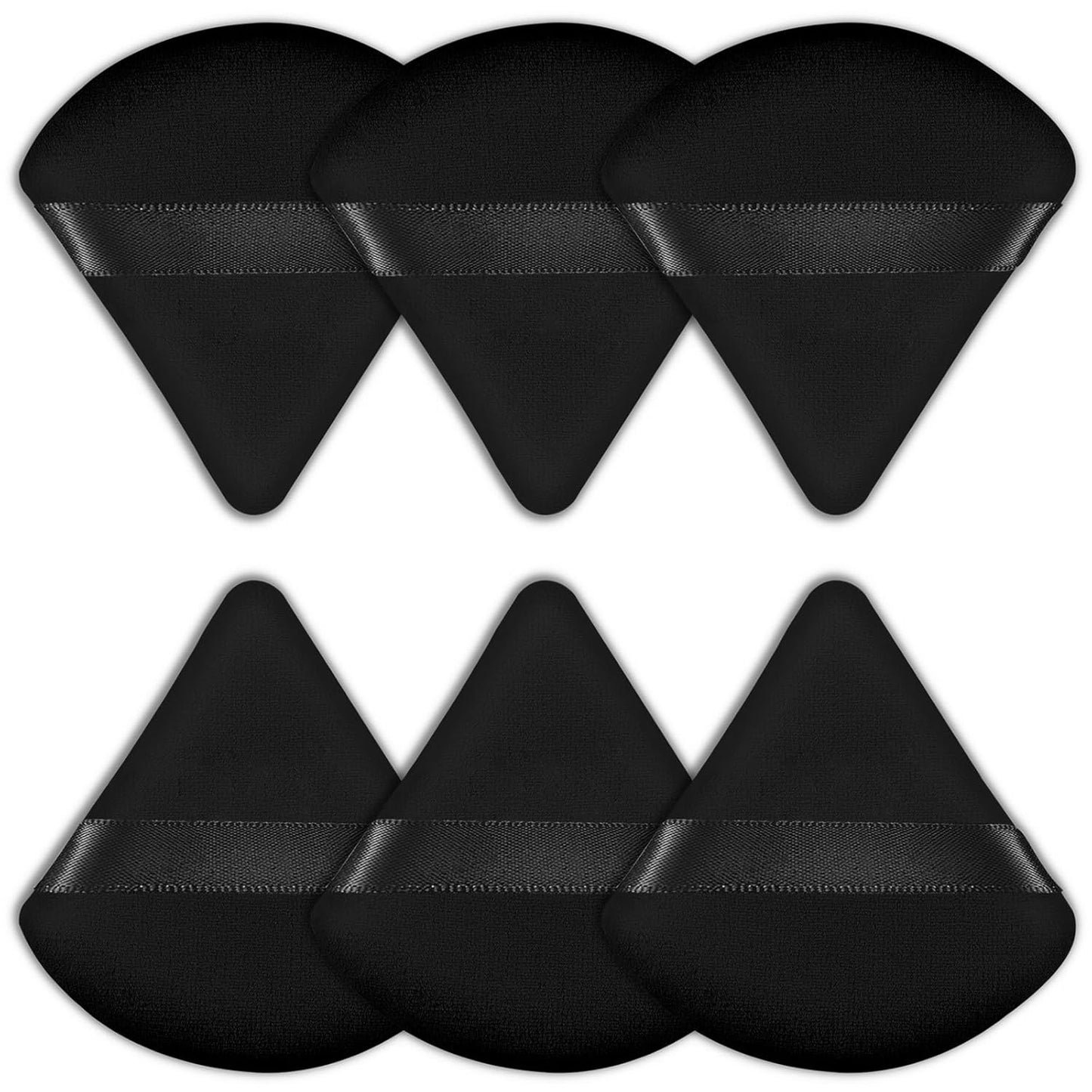 6 Pieces Powder Puff Face Triangle Powder Puff Soft Velour Makeup Puff Velour Puffs for Face Wet and Dry Cosmetic Foundation,Body Powder Blender Loose Mineral Powder Makeup Tool (Black, 6 Pcs)