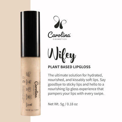 Plant-Based Non-Sticky Lip Gloss (Wifey) - Hydrating & Nourishing - Sunflower Seed Oil, Cacao & Grape Seed Oil - Gluten-Free, Vegan, Non-GMO, Paraben-Free - 5g/0.18oz