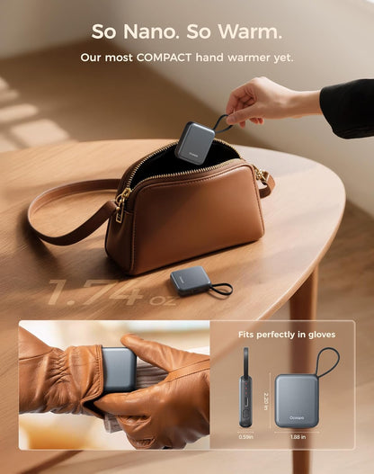 OCOOPA Hand Warmers Rechargeable, Smart Temp Control 7H*2 Long Safe Heat, Ultra Slim, Pocket-Size Design That Fits Gloves, Gifts for Women, Outdoor, Office, Commute (UT5 Nano)