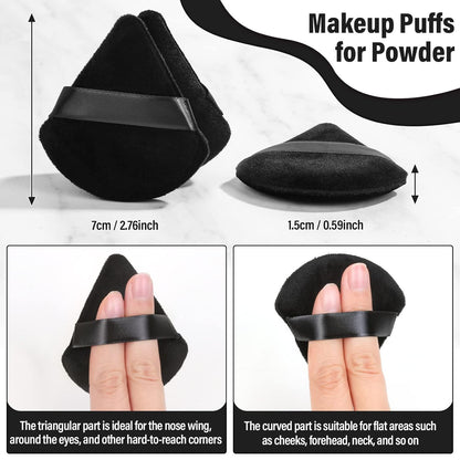 Thrilez 20pcs Triangle Powder Puff, Loose Powder Puffs Makeup Puff for Face Powder, Setting Powder Puff for Make Up, Face Puff Pads for Press Powder, Sponge Powder Applicator for Face and Eye (Black)