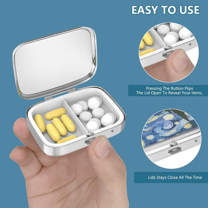 Pill Box 2 Compartment Small Pill Case,Portable for Pocket or Purse Pill Organizer Pill Container Holder to Hold Vitamins, Medication, Fish Oil and Supplements(Ocean Marble)