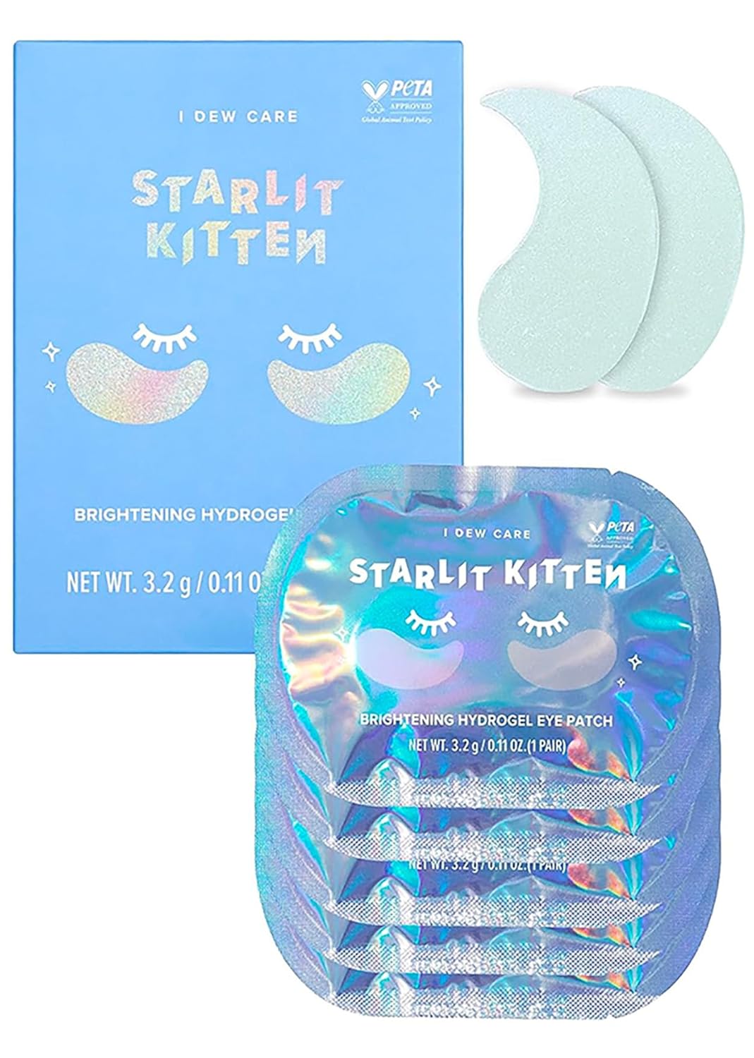 I DEW CARE Hydrogel Eye Patch - Starlit Kitten | Korean Under Eye Patches for dark circles and puffy eyes, Smooths Puffy Eyes, Dark Circles, Eye wrinkle patches, Dermatologically Tested (5 EA)