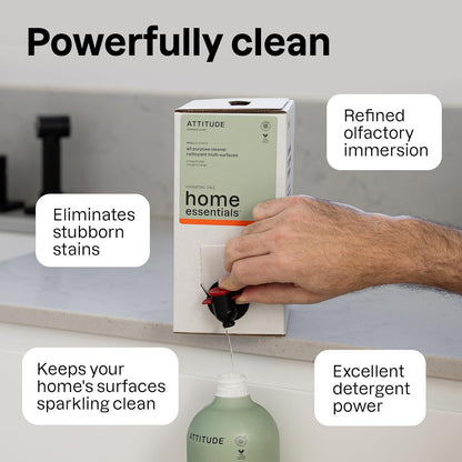 ATTITUDE All-Purpose Cleaner Spray, Plant-Based Ingredients, EWG Verified, Streak Free, Ammonia Free, Removes Fingerprints, Dust and Dirt, Sage & Orange, 26 Fl Oz