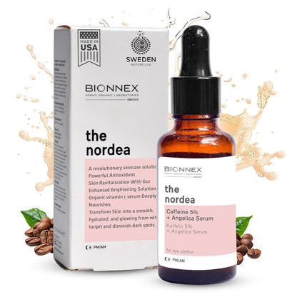 The nordea - 5% Caffeine Serum Angelica - Anti-Aging Eye Serum for Dark Circles, Puffiness and Wrinkles - Caffeine Eye Serum Natural and Vegan - 30 ml (5% Caffeine Skin Serum)