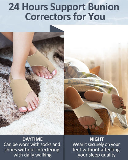 2Pcs Bunion Corrector for Women Men, Toe Straightener, Breathable Toe Spacers Separator Socks with Gel Cushion Pads for Hallux Valgus Correction (L)