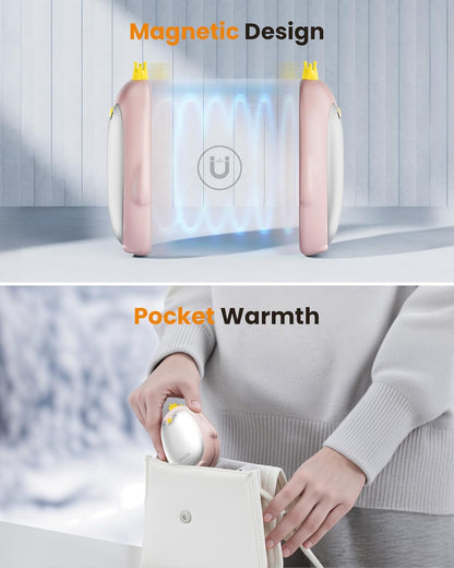 Gaiatop Magnetic Hand Warmers Rechargeable 2 Pack, 3 Settings Pocket-Sized Cute Penguin, Fast Hot Hands Reusable Portable Electric Heater for Camping Hunting Golf, Gifts for Women Men