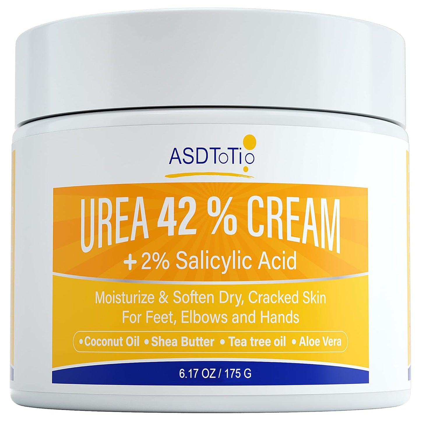 Urea Cream 42% - Foot Care for Dry Cracked Heels, Foot Lotion - With 2% Salicylic Acid, Tea Tree Oil, Shea Butter, Aloe Vera - For Feet, Hands, Heels, Elbows, Knees and More - 6 oz